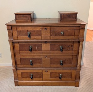 lot 7 image: MB - Antique Wooden Chest of Drawers  Antique Eastlake Gentlemens Dresser
