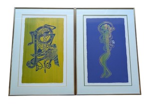 lot 102 image: MB - Pair of Framed Celtic Handprints by Simon Doyle, Letter D and Letter J, Limited Edition Prints
