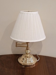 lot 107 image: ML - Brass Swing Arm Table Lamp with Pleated Shade