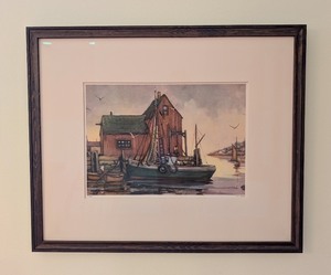 lot 112 image: DR - Framed Art Print H.C. Wolcott Rockport Seaside Scene