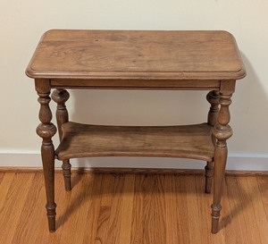 lot 146 image: LR - Vintage Wooden Side Table with Shelf