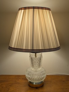 lot 149 image: O - Cut Glass Table Lamp with Pleated Shade