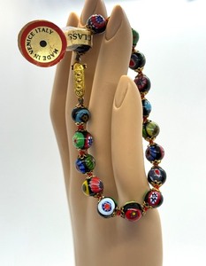 lot 30J image: Venetian Glass Bead Bracelet Made in Italy with Original Tags