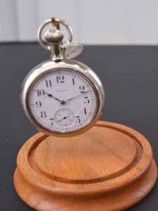 lot 31 image: Vintage Elgin Pocket Watch with Stand and Glass Dome - MSRP $350