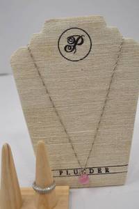 lot 43 image: Sterling Silver Ring and Pink Pendant Necklace