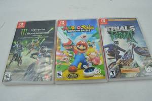 lot 52 image: Nintendo Switch Game Lot Monster Energy Supercross, Mario Rabbids Kingdom Battle, Trials Rising