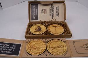 lot 113 image: Set of 4 Copenhagen Promotional Wooden Coasters with Farm Design