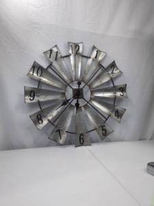 lot 220 image: Rustic Metal Windmill Wall Clock