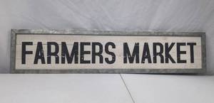 lot 221 image: Farmhouse Style Farmers Market Wall Sign with Metal Frame