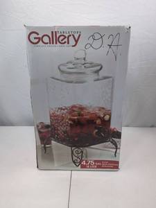 lot 225 image: Tabletops Gallery 4.75 Gal Glass Drink Dispenser with Stand