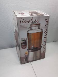lot 226 image: Timeless 2-Gallon Beverage Dispenser with Galvanized Base