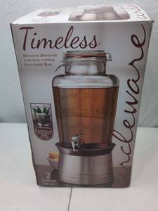 lot 226 image: Timeless 2-Gallon Beverage Dispenser with Galvanized Base