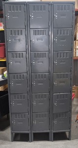lot 229 image: Three-Column Industrial Metal Lockers