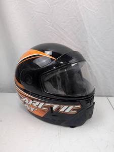 lot 260 image: Arctic Cat Full Face Motorcycle Helmet, BlackOrange, DOT Certified