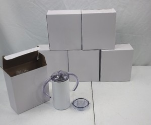 lot 234 image: Set of 6 Plain White Cups with Interchangeable Lids - Sippy cup or travel mug lid.