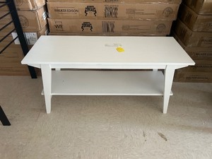 NEW - Walker Edison Minimalist White Bench with Shelf - MSRP - $195
