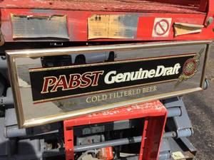 lot 110 image: Pabst Genuine Draft - Mirrored Sign 26 x 8