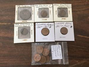 lot 123 image: 11 Old Canadian Cents - 1896 - 1926 - 1933 - 1967 Centennials