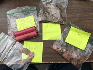 lot 133 image: U.S. Pennies 1950s - 60s - 80s, Lots of Wheaties