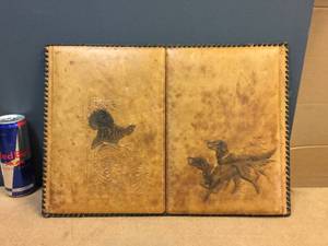 lot 148 image: Vintage Embossed Leather Menu Holder Just Kind of Neat