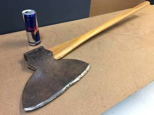 lot 167 image: Antique Broad Axe Head - Stamped - with Newer Handle