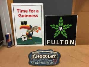 lot 256 image: Guinness - Fulton - Chocolat Embossed Tin Signs