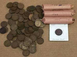 lot 262 image: Group Vintage 1940s Canada Pennies