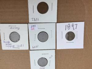 lot 267 image: 5 U.S. Indian Head Pennies 1879 - 1882 - 1891 - 1894 - 1897
