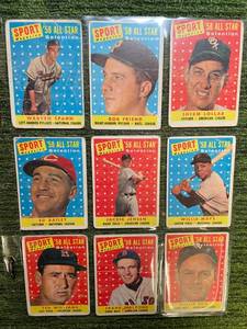 lot 59 image: 1958 Topps Baseball All-Star Lot  Willie Mays, Spahn, Williams and more