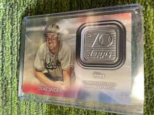 lot 185 image: 2021 Topps 70th Anniversary Logo Patch Relic Duke Snider