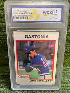 lot 153 image: 1987 Procards Juan Gonzalez Rookie Card Graded WCG 10