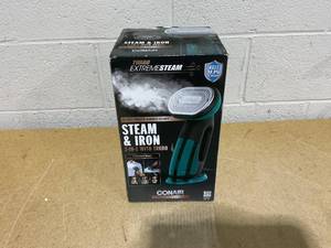 lot 112 image: Conair Turbo ExtremeSteam 1875 Watt Handheld Fabric, 2-in-1 Steam and Iron Garment Steamer