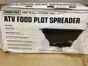 lot 402 image: Moultrie ATV Food Plot 50 lbs. Capacity Spreader with Hopper Cover to Protect SeedFertilizer