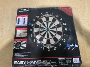 lot 335 image: Narwhal Kingston Official Size Bristle Dartboard with 6 Steel Tip Darts