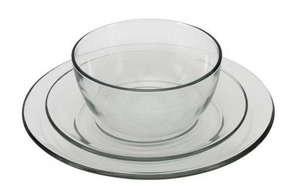 lot 333 image: 12PCS Anchor Hocking Clear Presence Clear Glass Dinnerware Set