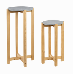 lot 148 image: Better Homes & Gardens 2 Pack Gray Cement Wood Plant Stand