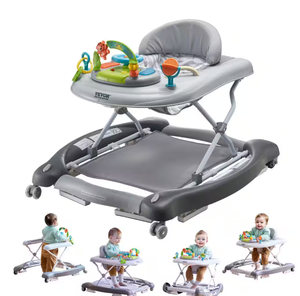 lot 171 image: VEVOR 4-in-1 Foldable Baby Walker Activity Center 3 Height Toddler Walker with Wheels, Music Tray for 6-24-Months Kids