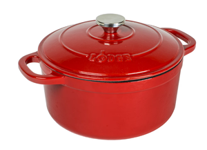 lot 281 image: Lodge Cast Iron 5.5qt Red Enameled Dutch Oven