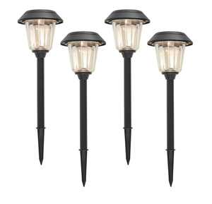 lot 130 image: 4PCS Members Mark Matte Black LED Solar Path Lights