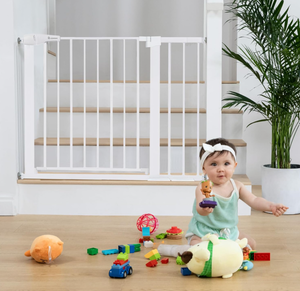 lot 152 image: COMOMY Tall Baby Gate for Stairs Doorways, Fits Openings Wide