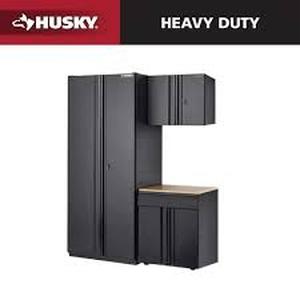 Husky 3-Piece Heavy Duty Welded Steel Garage Storage System in Black (64 in. W x 81 in. H x 24 in. D) Customer Returns See Pictures
