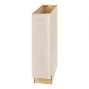 lot 14 image: Hampton Bay Avondale 9 in. W x 24 in. D x 34.5 in. H Ready to Assemble Plywood Shaker Base Kitchen Cabinet in Antique White  Customer Returns See Pictures