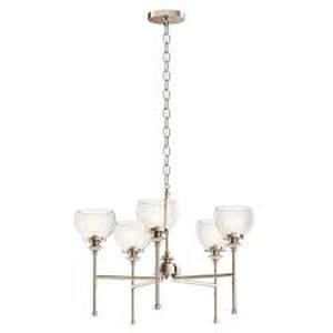 lot 21 image: KICHLER Lecelles 24.53 in. 5-Light Polished Nickel Traditional Shaded Round Chandelier for Dining Room   Customer Returns See Pictures