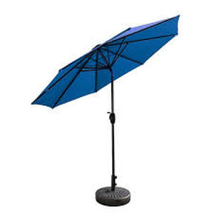 lot 61 image: WESTIN OUTDOOR Peyton 9 ft. Market Patio Umbrella in Royal Blue with Bronze Round Base    Customer Returns See Pictures