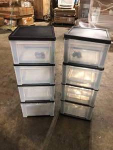 lot 3 image: Lot of IRIS 4 Drawer Clear Plastic Storage Cart in Black (1-Pack, 32.5 in. H x 12.5 in. W) Customer Returns See Pictures