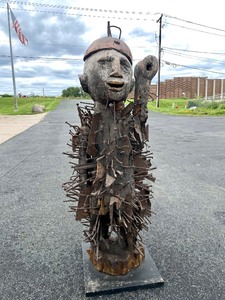 lot 3 image: Large Old Bakongo Nkisi Ghanaian Nail Fetish Power Figure