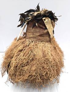 lot 37 image: Woven Fiber & Raffia Binji Ceremonial Initiation Bird Mask