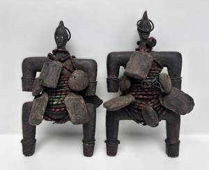 lot 42 image: Pair of Early Highly Decorated Namji Ritual Dolls