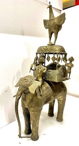 lot 31 image: LARGE & Impressive Dhokra Ornate BrassBronze Elephant Processional Elephant Sculpture