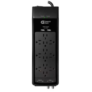 lot 55 image: 6 ft. 12-Outlet Surge Protector with Coax and USB RJ45, Black